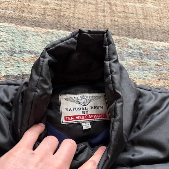 Men's Ten West Apparel Black Natural Goose Down Puffer Vest Jacket Sz Large L - Picture 4 of 6